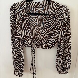 Zebra Print Wrap Top